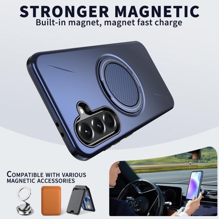 For Samsung Galaxy A36 5G Metal Rotation Holder MagSafe TPU Hybrid PC Phone Case