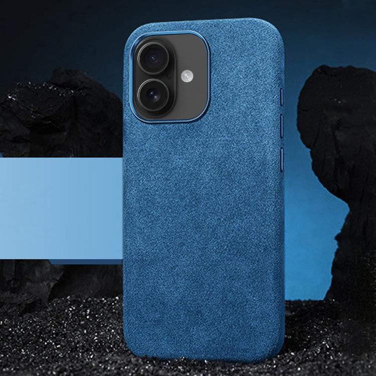 For iPhone 16 Suede Leather MagSafe Back Cover Phone Case