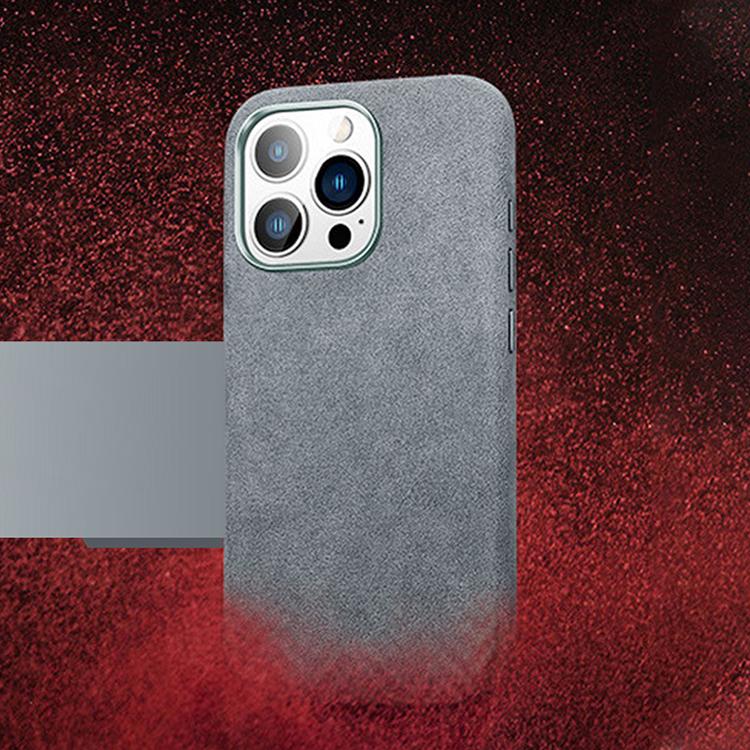 For iPhone 15 Pro Max Suede Leather MagSafe Back Cover Phone Case