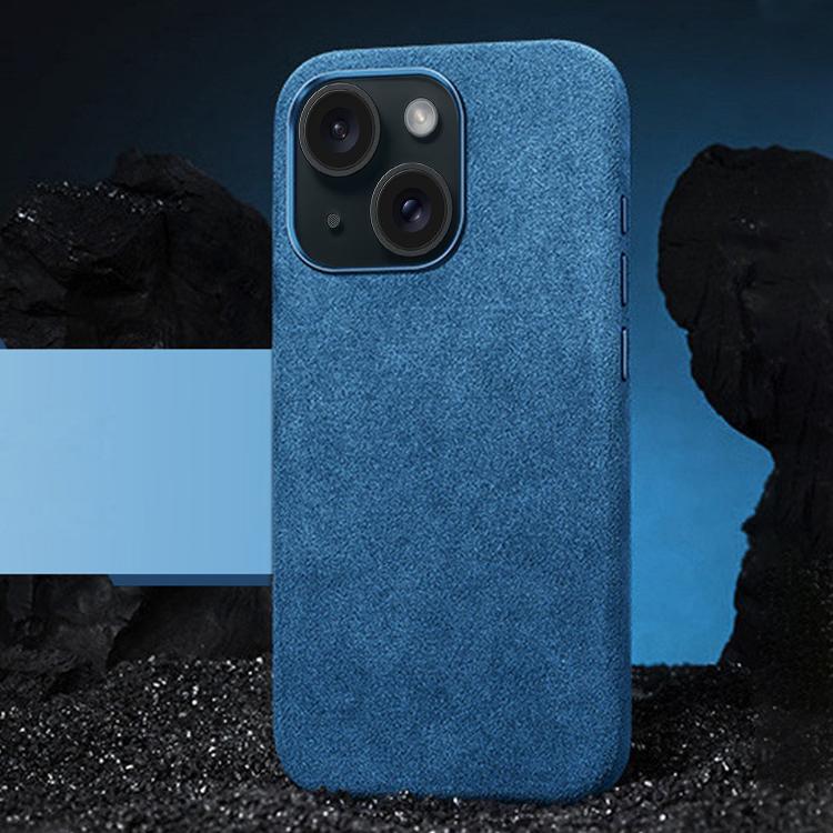 For iPhone 15 Plus Suede Leather MagSafe Back Cover Phone Case