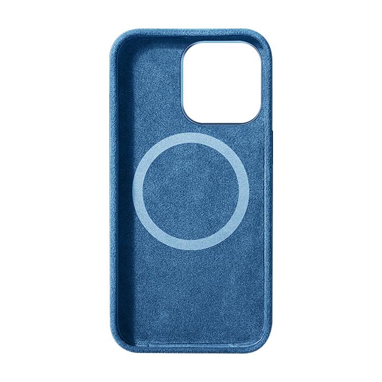 For iPhone 15 Plus Suede Leather MagSafe Back Cover Phone Case