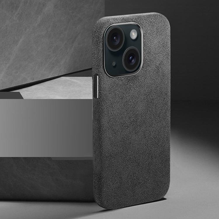 For iPhone 15 Suede Leather MagSafe Back Cover Phone Case