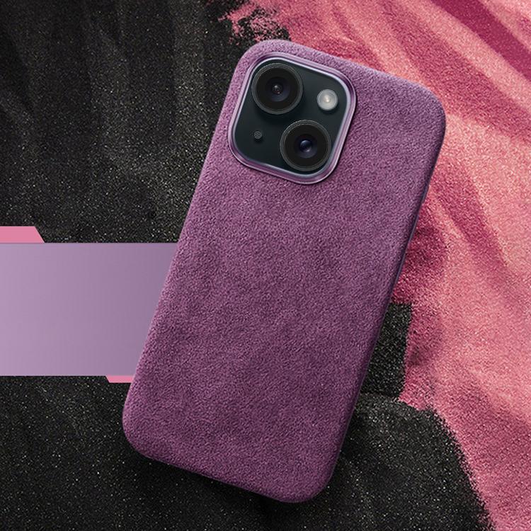 For iPhone 15 Suede Leather MagSafe Back Cover Phone Case