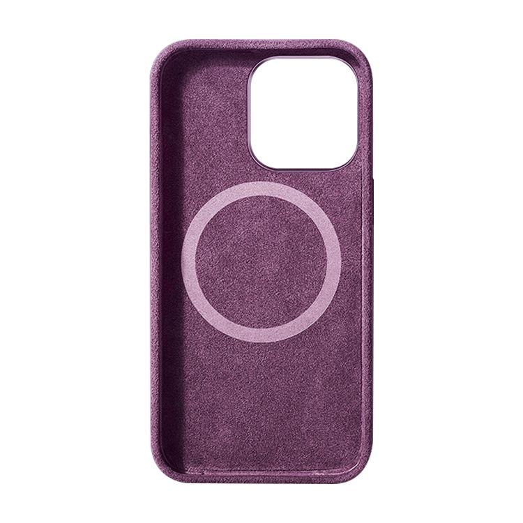 For iPhone 15 Suede Leather MagSafe Back Cover Phone Case