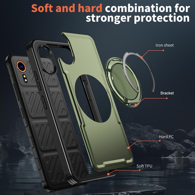 For Samsung Galaxy XCover7 Metal 360 Degree Rotation Holder MagSafe Phone Case