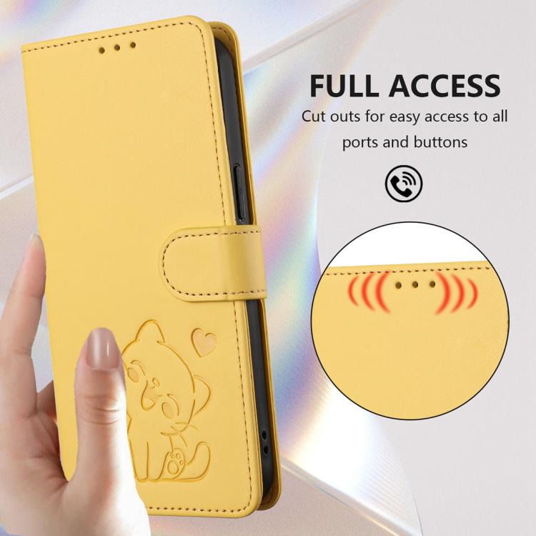 For Motorola Moto X70 Air 5G / Edge 70 5G Embossed Heart Cat Leather Phone Case with Hand Strap