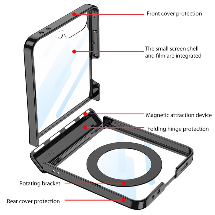 For Samsung Galaxy Z Flip7 5G GKK Integrated Magnetic Hinge Phantom Phone Case with Rotating Bracket