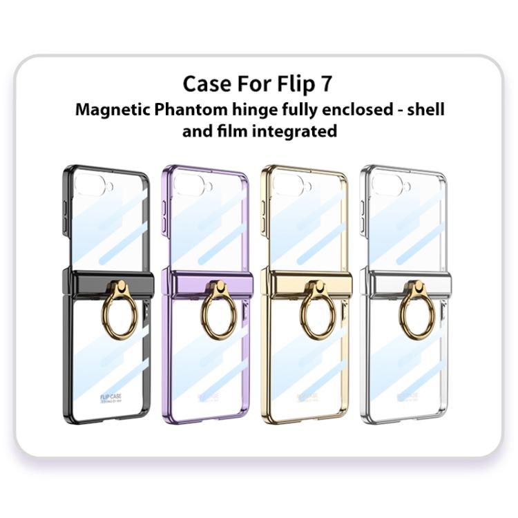 For Samsung Galaxy Z Flip7 5G GKK Integrated  Magnetic Folding Phantom Rotary Phone Case with Ring Holder