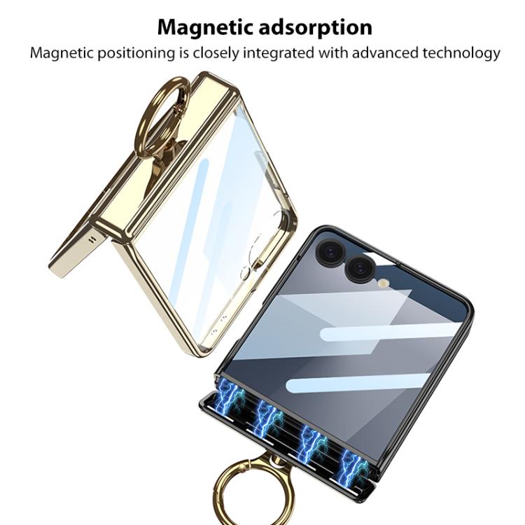 For Samsung Galaxy Z Flip7 5G GKK Integrated  Magnetic Folding Phantom Rotary Phone Case with Ring Holder
