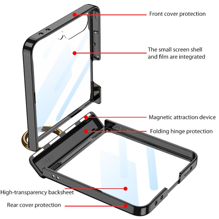 For Samsung Galaxy Z Flip7 5G GKK Integrated  Magnetic Folding Phantom Rotary Phone Case with Ring Holder