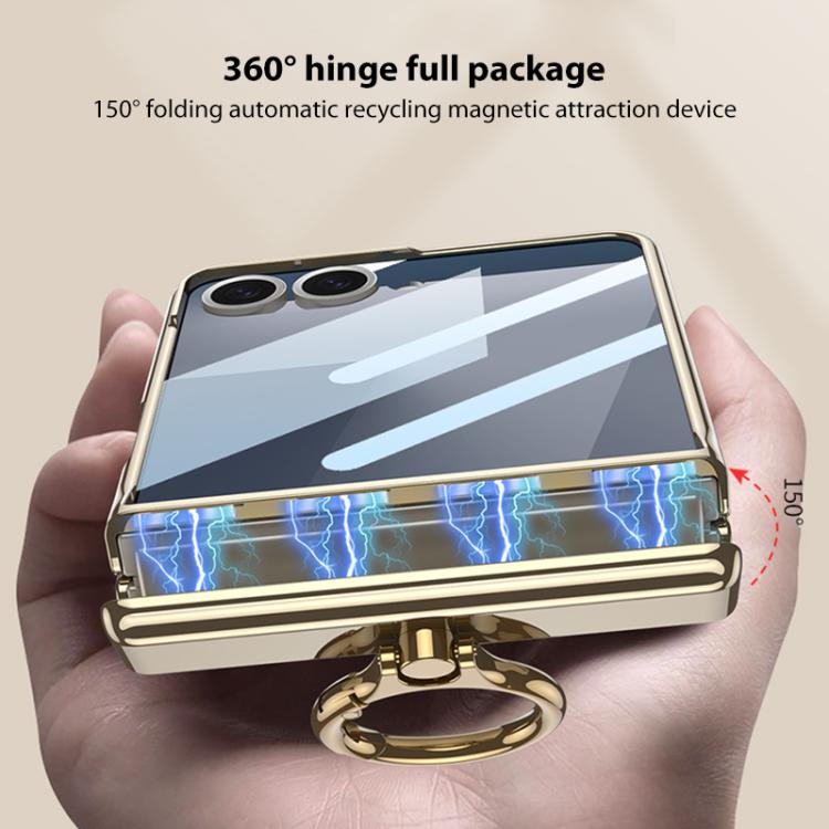 For Samsung Galaxy Z Flip7 5G GKK Integrated  Magnetic Folding Phantom Rotary Phone Case with Ring Holder