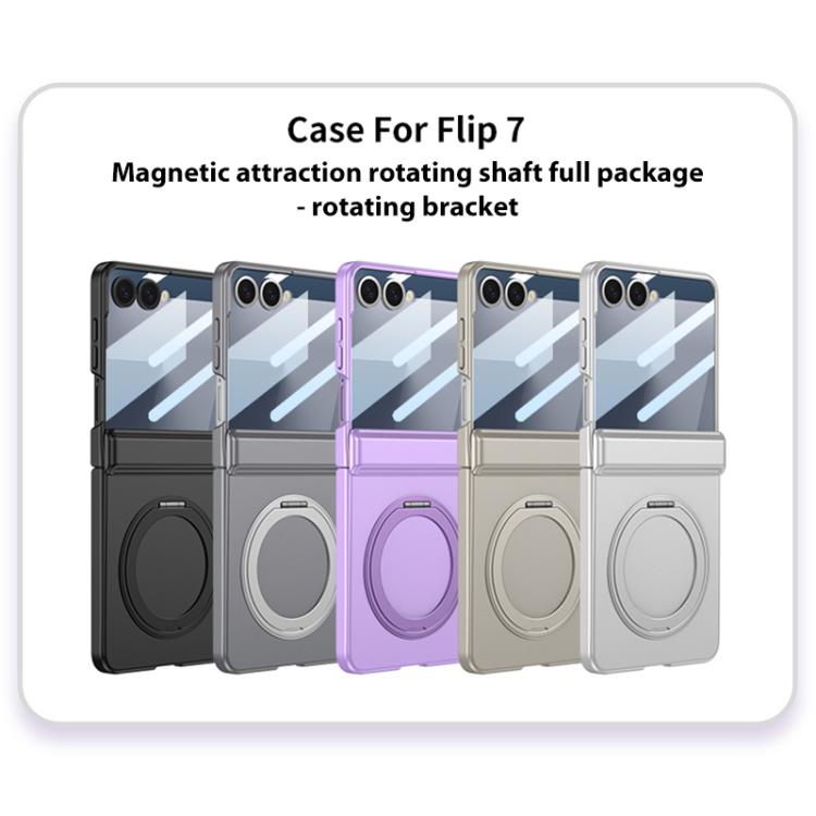 For Samsung Galaxy Z Flip7 5G GKK Integrated Magnetic Folding Hinge Full Coverage Phone Case with Rotating Bracket
