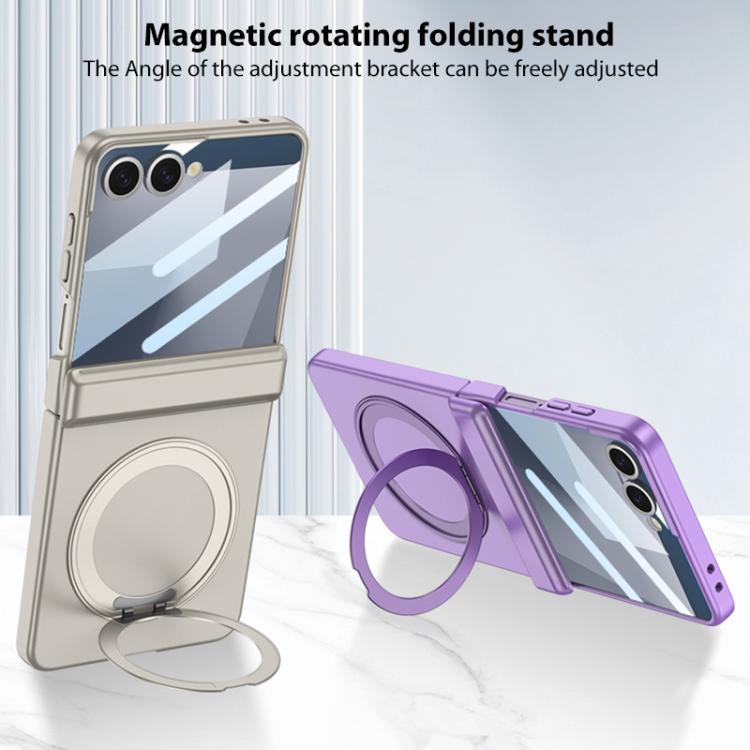 For Samsung Galaxy Z Flip7 5G GKK Integrated Magnetic Folding Hinge Full Coverage Phone Case with Rotating Bracket