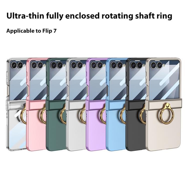 For Samsung Galaxy Z Flip7 5G GKK Integrated Ultra-thin Hinge Full Coverage Phone Case with Ring