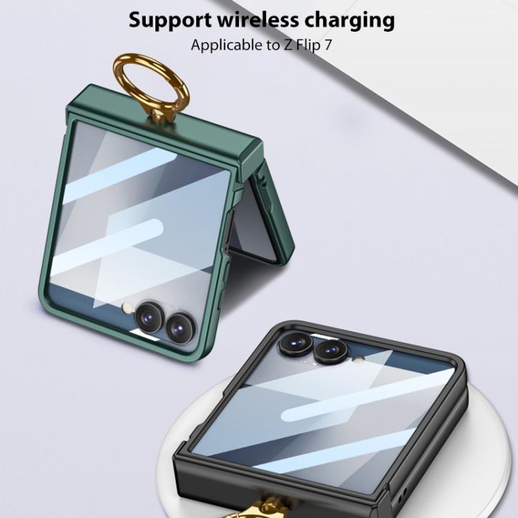 For Samsung Galaxy Z Flip7 5G GKK Integrated Ultra-thin Hinge Full Coverage Phone Case with Ring