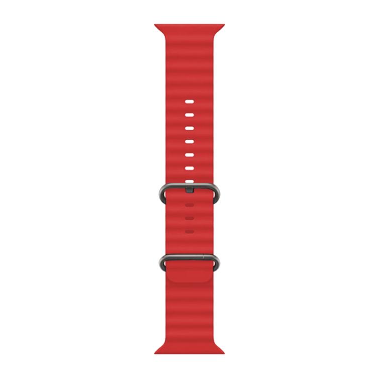 For Apple Watch Series 44mm Ocean Silicone Watch Band with 3D Curved Film