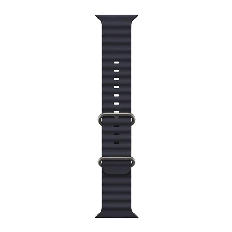 For Apple Watch Series 44mm Ocean Silicone Watch Band with 3D Curved Film
