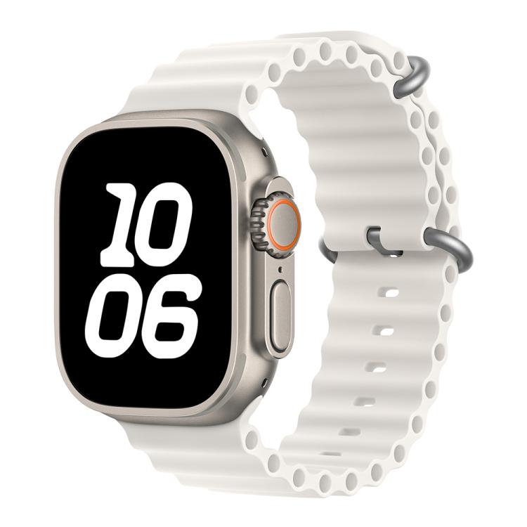 For Apple Watch Ultra 2 / 1 49mm Ocean Silicone Watch Band with 3D Curved Film