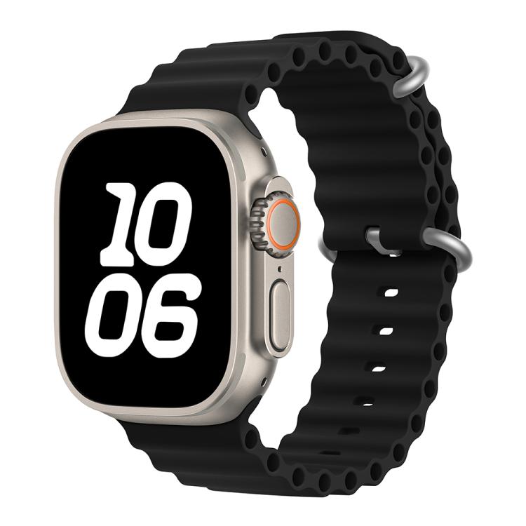 For Apple Watch Ultra 2 / 1 49mm Ocean Silicone Watch Band with 3D Curved Film