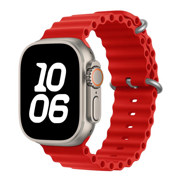 For Apple Watch Ultra 2 / 1 49mm Ocean Silicone Watch Band with 3D Curved Film