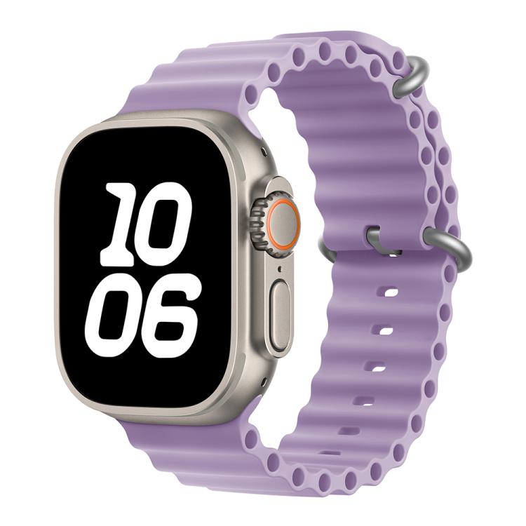 For Apple Watch Ultra 2 / 1 49mm Ocean Silicone Watch Band with 3D Curved Film