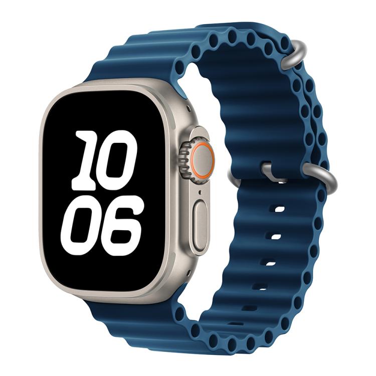 For Apple Watch Ultra 2 / 1 49mm Ocean Silicone Watch Band with 3D Curved Film