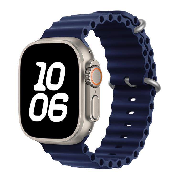 For Apple Watch Ultra 2 / 1 49mm Ocean Silicone Watch Band with 3D Curved Film