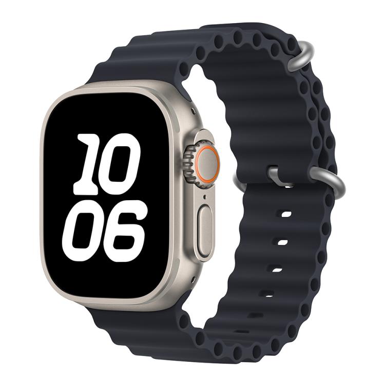 For Apple Watch Ultra 2 / 1 49mm Ocean Silicone Watch Band with 3D Curved Film