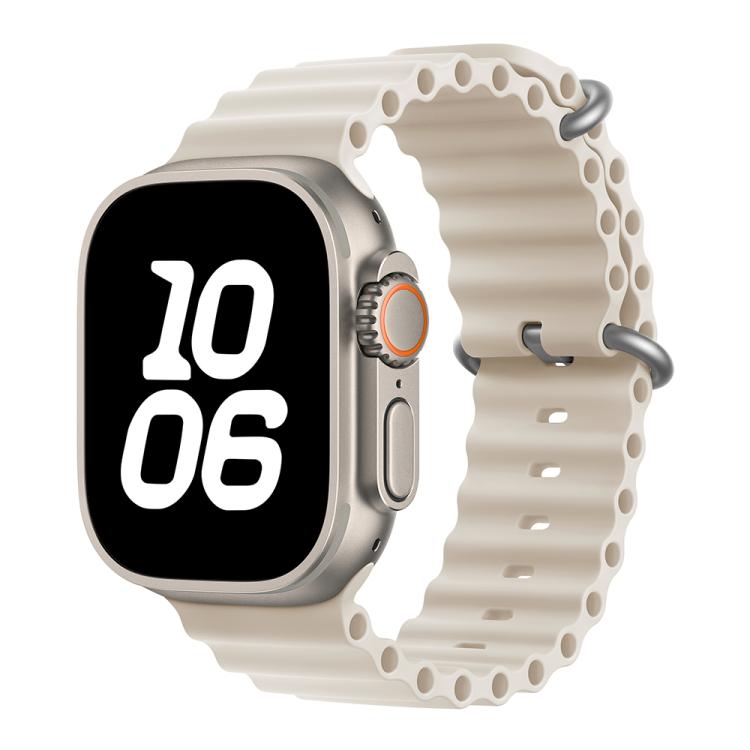 For Apple Watch Ultra 2 / 1 49mm Ocean Silicone Watch Band with 3D Curved Film