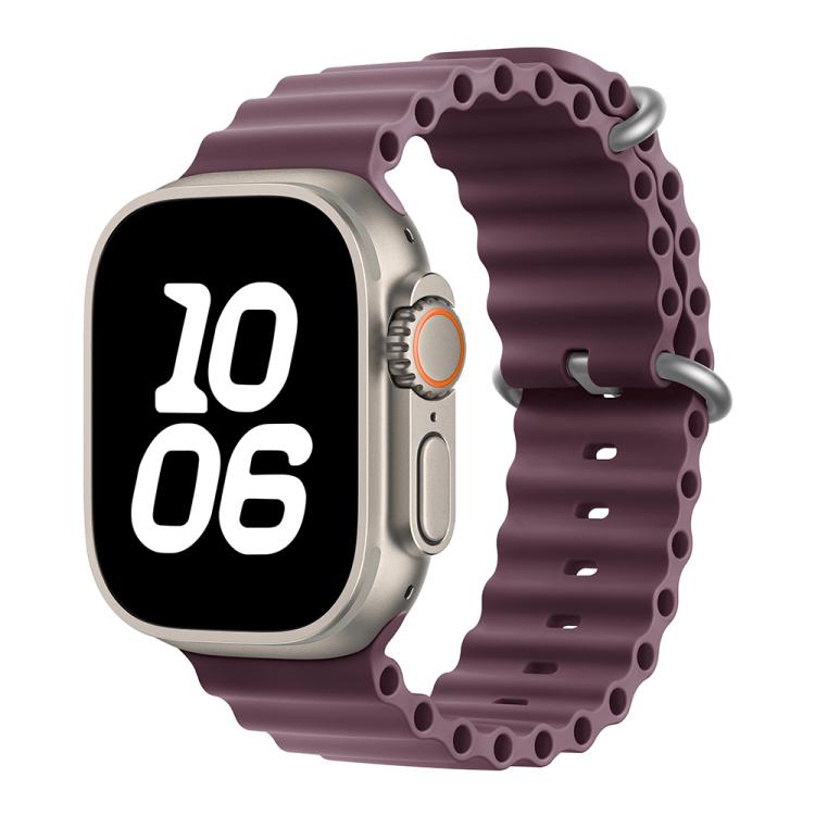 For Apple Watch Ultra 2 / 1 49mm Ocean Silicone Watch Band with 3D Curved Film