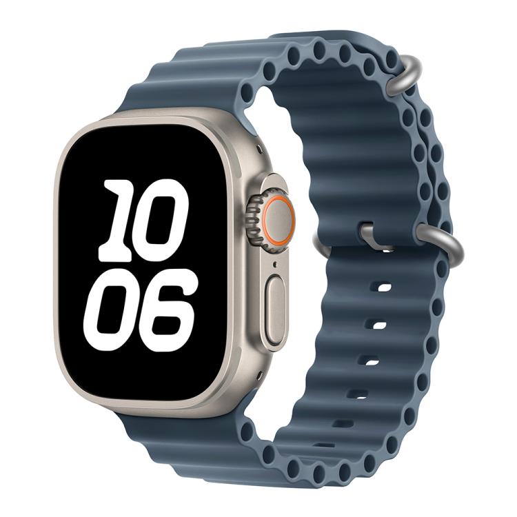For Apple Watch Ultra 2 / 1 49mm Ocean Silicone Watch Band with 3D Curved Film