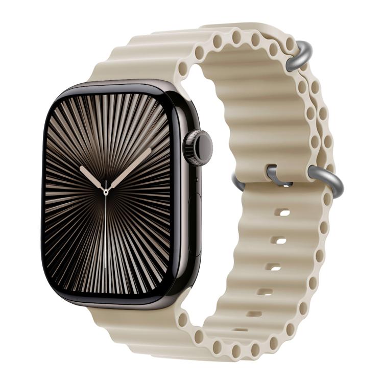 For Apple Watch Series 45mm Ocean Silicone Watch Band with 3D Curved Film