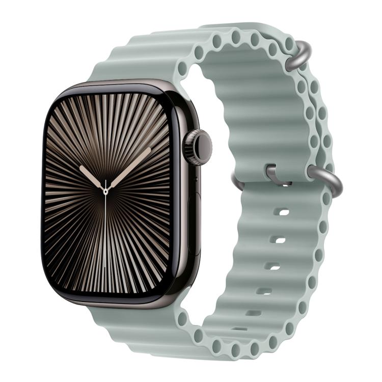 For Apple Watch Series 45mm Ocean Silicone Watch Band with 3D Curved Film