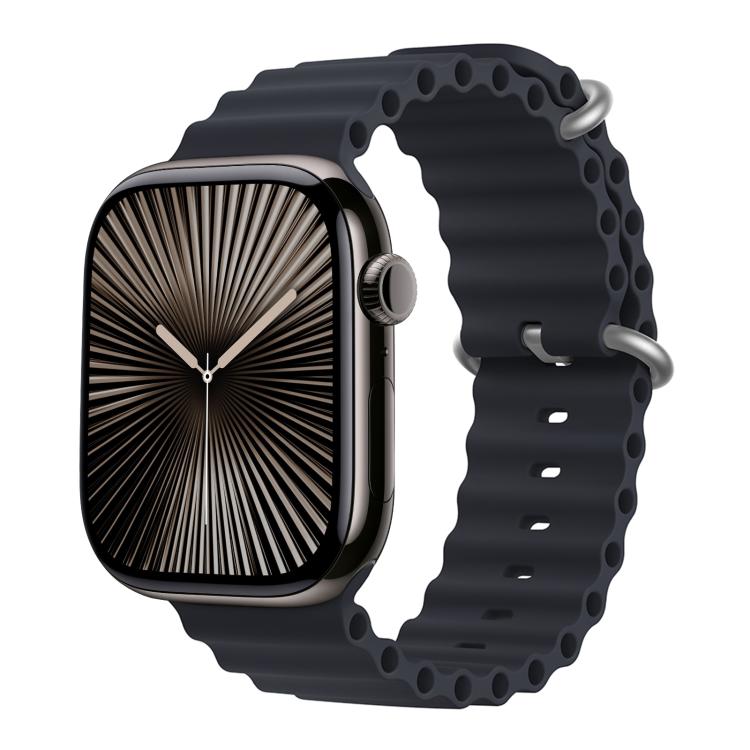 For Apple Watch Series 45mm Ocean Silicone Watch Band with 3D Curved Film