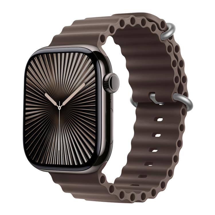For Apple Watch Series 41mm Ocean Silicone Watch Band with 3D Curved Film