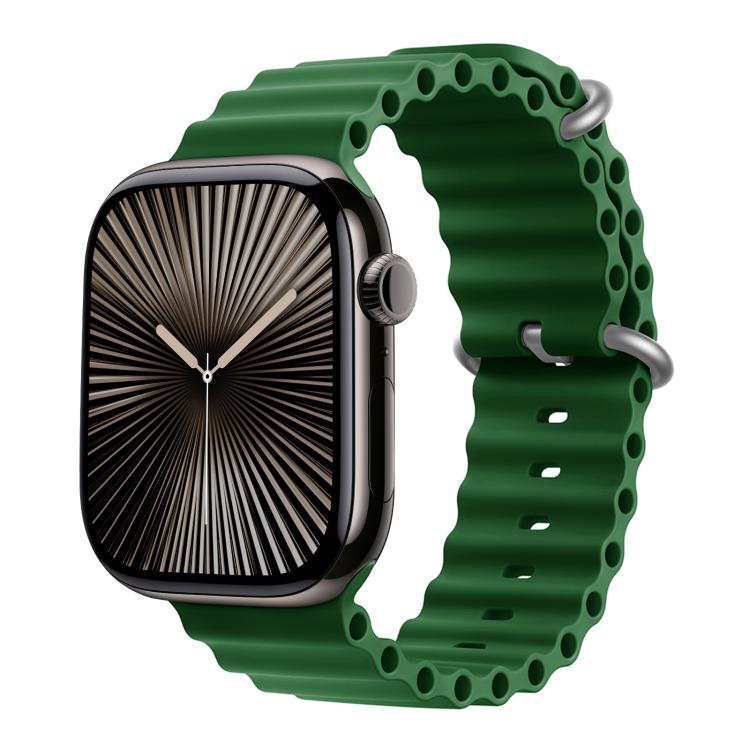 For Apple Watch Series 41mm Ocean Silicone Watch Band with 3D Curved Film