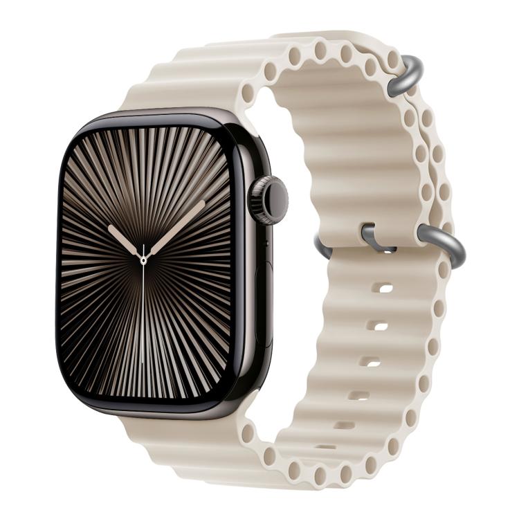 For Apple Watch Series 41mm Ocean Silicone Watch Band with 3D Curved Film