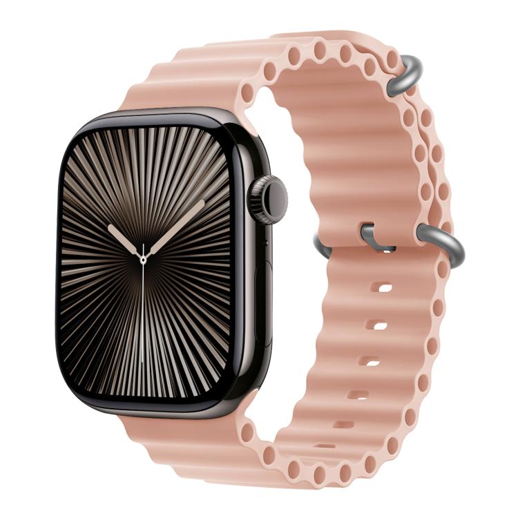 For Apple Watch Series 38mm Ocean Silicone Watch Band with 3D Curved Film