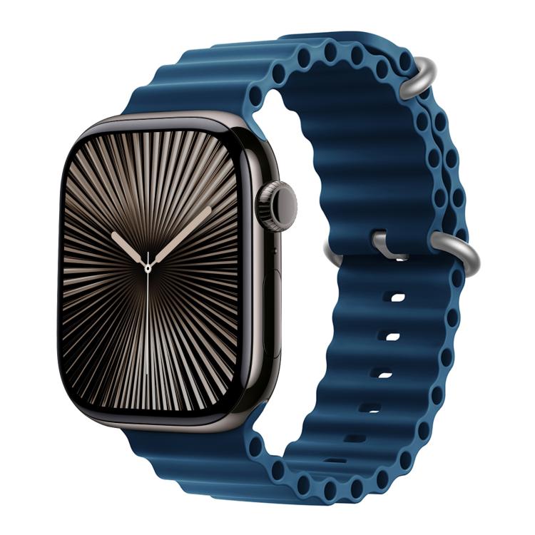 For Apple Watch Series 38mm Ocean Silicone Watch Band with 3D Curved Film