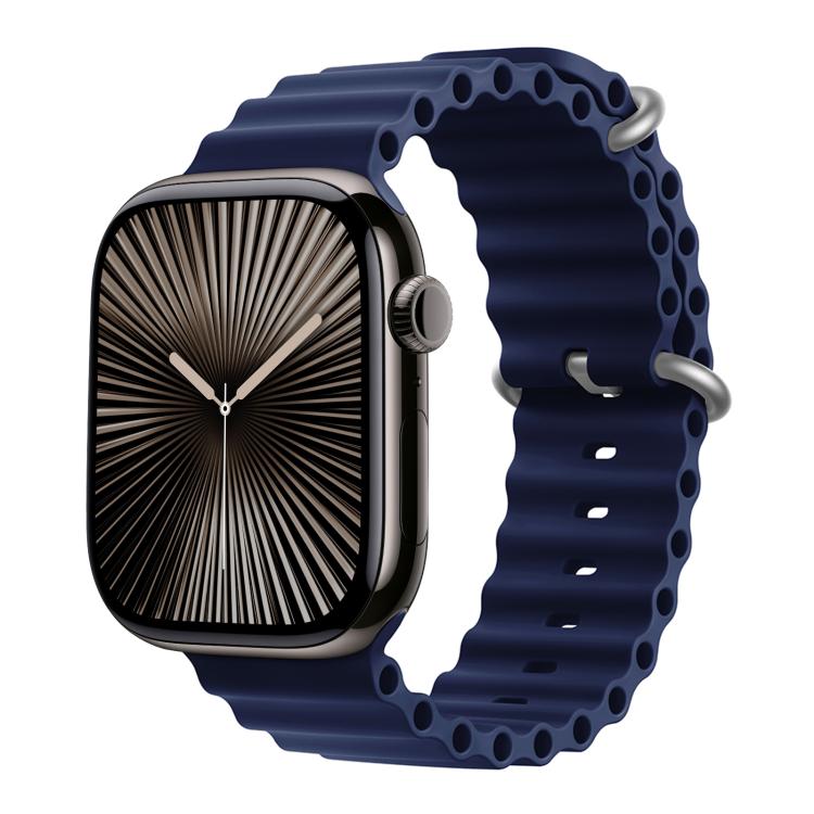 For Apple Watch Series 38mm Ocean Silicone Watch Band with 3D Curved Film