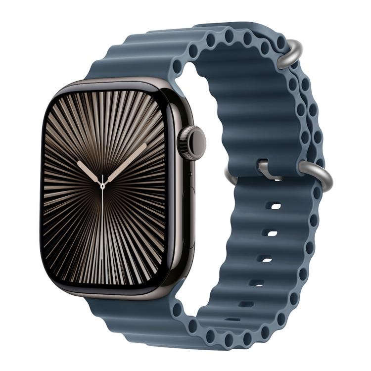For Apple Watch Series 38mm Ocean Silicone Watch Band with 3D Curved Film