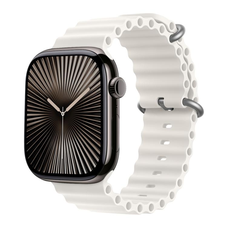 For Apple Watch Series 42mm Ocean Silicone Watch Band with 3D Curved Film
