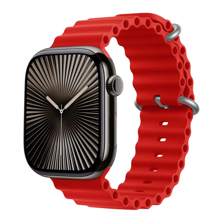 For Apple Watch Series 42mm Ocean Silicone Watch Band with 3D Curved Film
