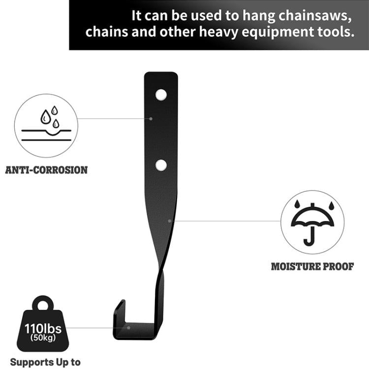 2pcs/Pack Heavy Duty Chainsaws Hook Wall Mounted Storage Rack Hanger Multi-Function Garage Tool - Black