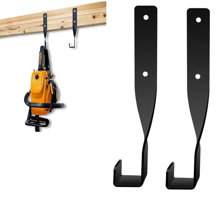2pcs/Pack Heavy Duty Chainsaws Hook Wall Mounted Storage Rack Hanger Multi-Function Garage Tool - Black