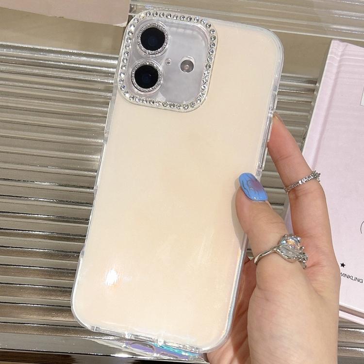 For iPhone 16 Precise Cutouts Transparent Diamonds Jelly Phone Case
