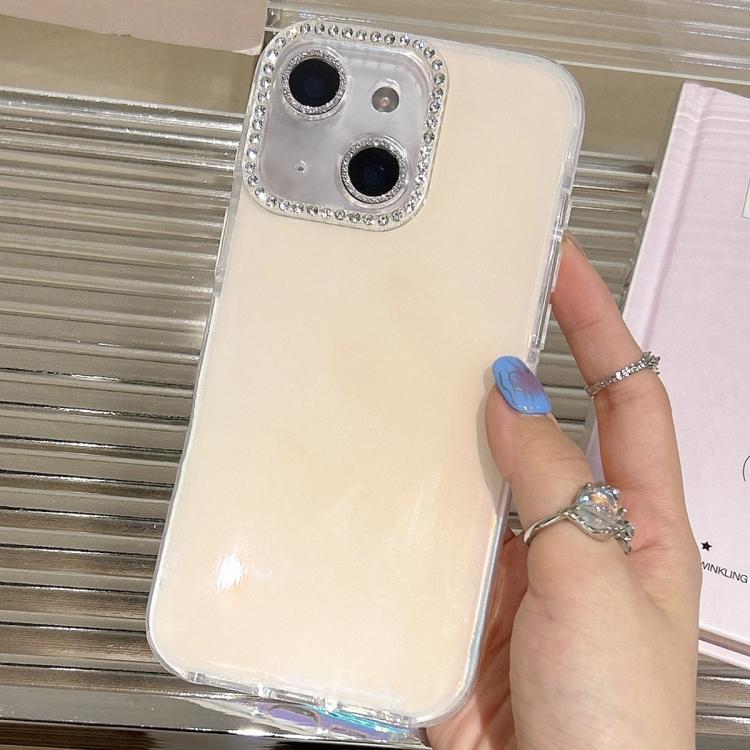 For iPhone 14 Precise Cutouts Transparent Diamonds Jelly Phone Case