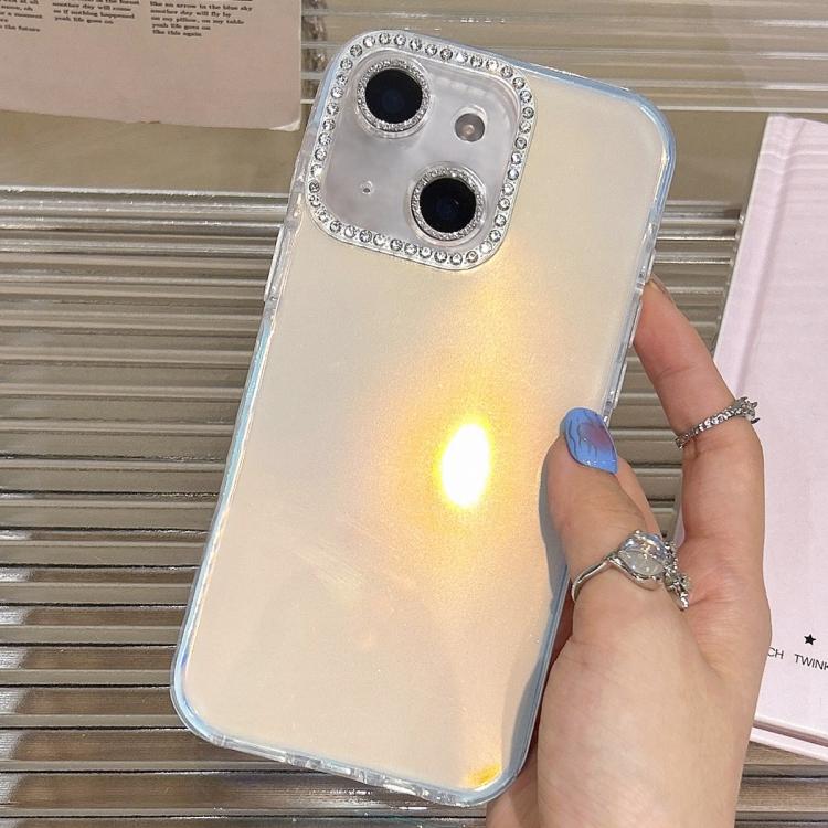 For iPhone 13 Precise Cutouts Transparent Diamonds Jelly Phone Case