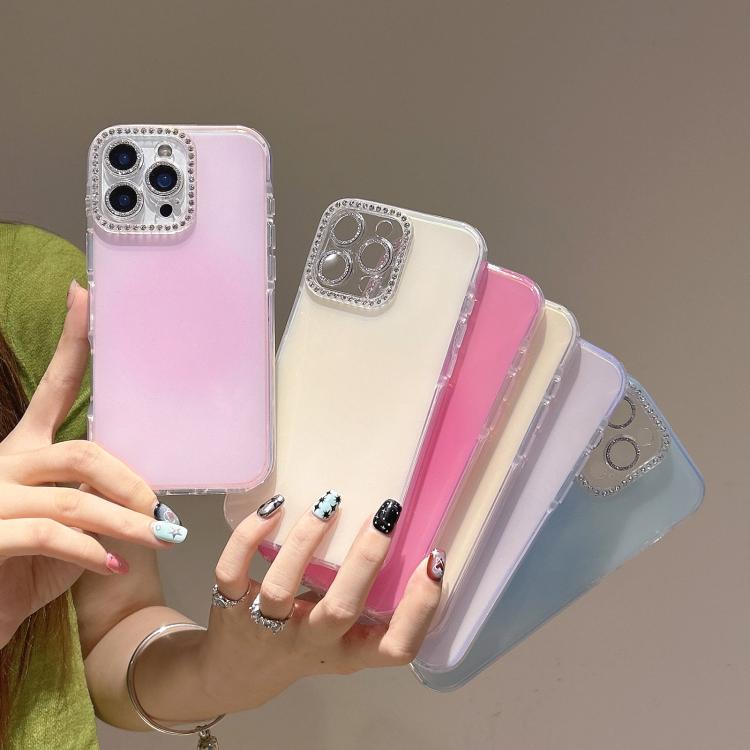 For iPhone 14 Plus Precise Cutouts Transparent Diamonds Jelly Phone Case