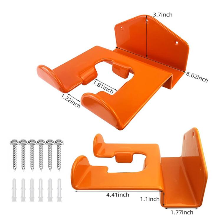 2pcs/Pack Wall Mounted Lawn Mower Dual Hook Stand Heavy Duty Storage Hanger - Orange